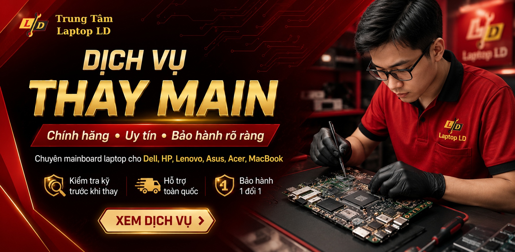 Thay Main Laptop Uy Tín Tại Laptop LD – Bảo Hành 1 Đổi 1