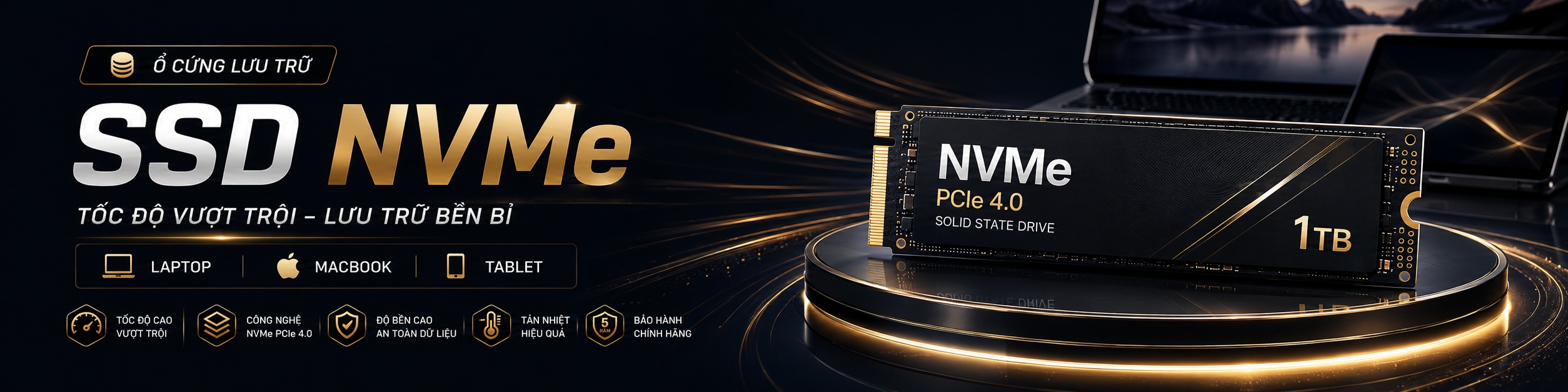 Ổ Cứng Lưu Trữ SSD NVMe Laptop MacBook Tablet