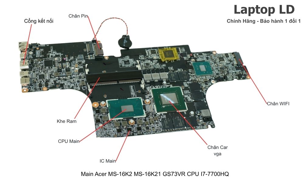 Main laptop Acer MS-16K2/MS-16K21 GS73VR CPU i7-7700HQ chính hãng, bảo hành 1 đổi 1