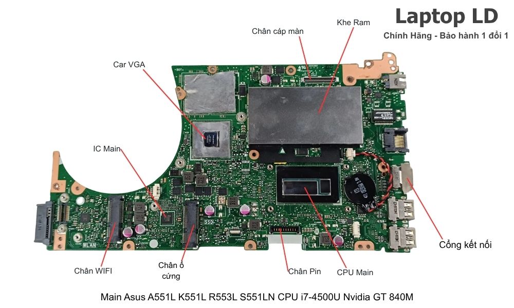 Main laptop Asus A551L/K551L/R553L/S551LN CPU i7-4500U VGA NVIDIA GT 840M chính hãng, bảo hành 1 đổi 1