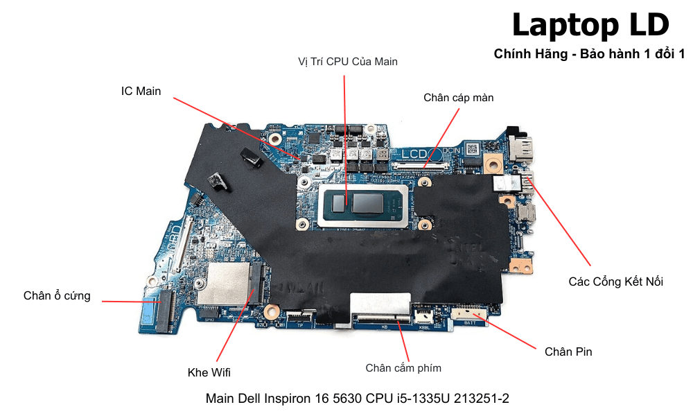 Main laptop Dell Inspiron 16-5630 i5-1335U chính hãng
