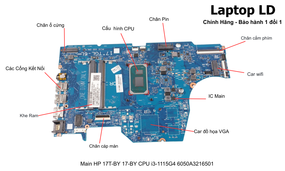 Main laptop HP 17T-BY / 17-BY i3-1115G4 6050A3216501 chính hãng