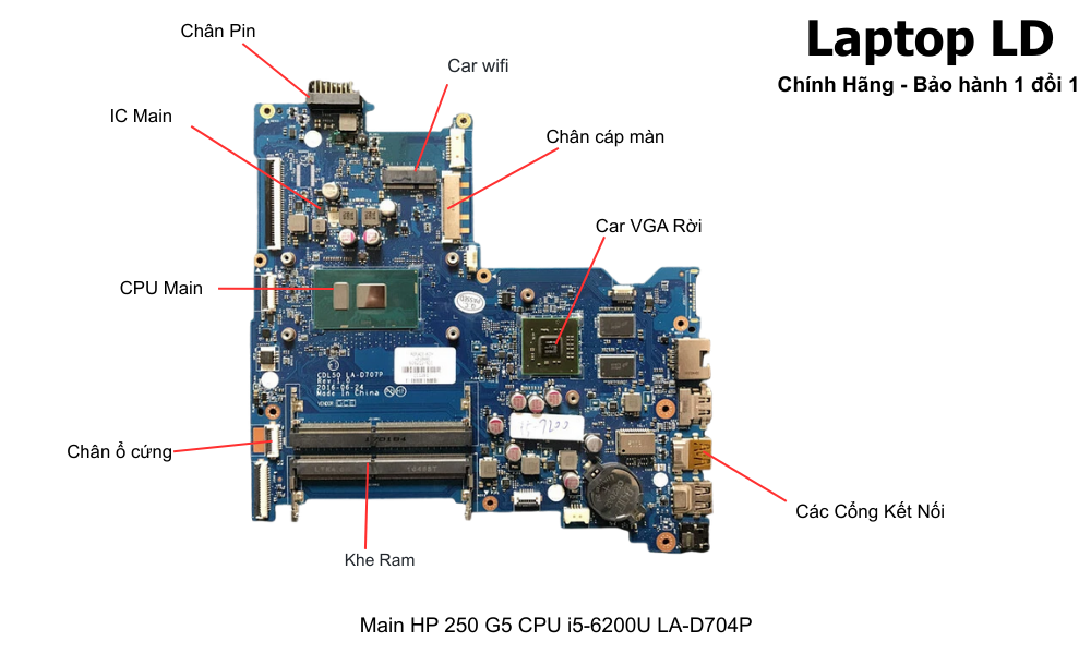 Main laptop HP 250 G5 i5-6200U LA-D704P chính hãng