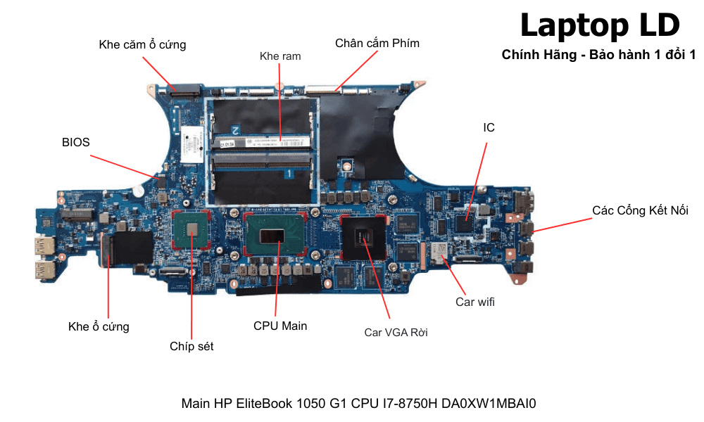 Main laptop HP EliteBook 1050 G1 i7-8750H chính hãng