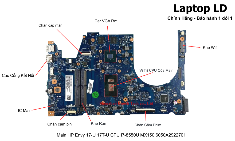Main laptop HP Envy 17-U i7-8550U MX150 chính hãng