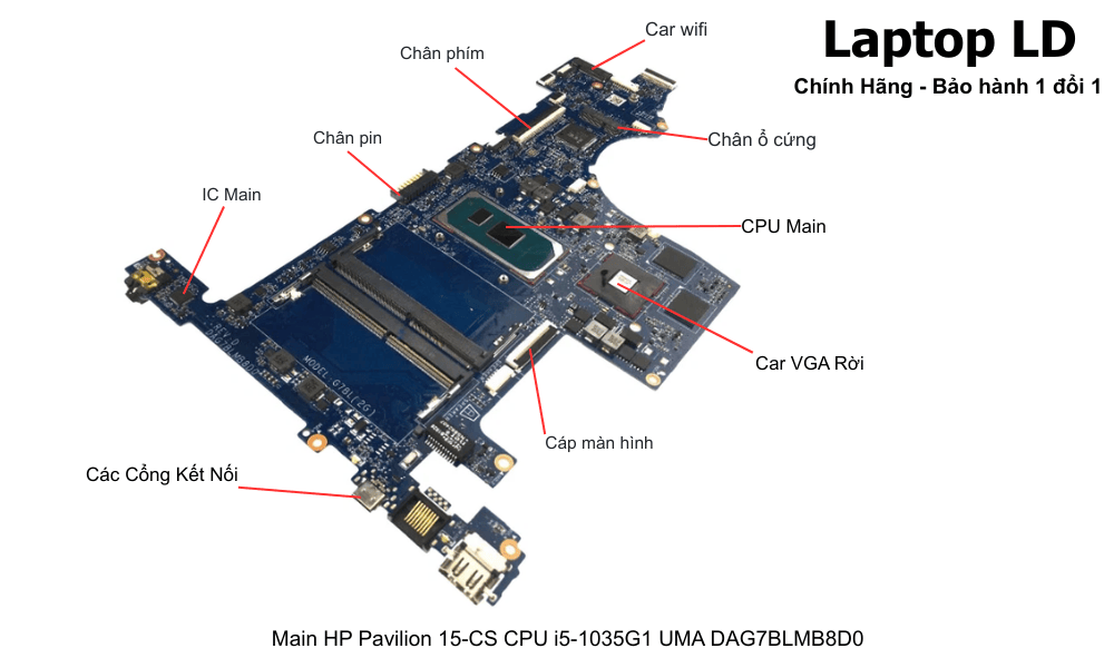Main laptop HP Pavilion 15-CS i5-1035G1 UMA chính hãng