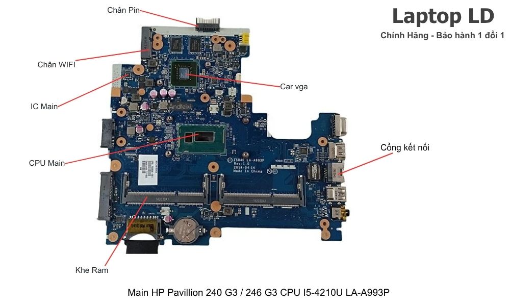 Main laptop HP Pavilion 240 G3/246 G3 CPU i5-4210U mã LA-A993P chính hãng, bảo hành 1 đổi 1