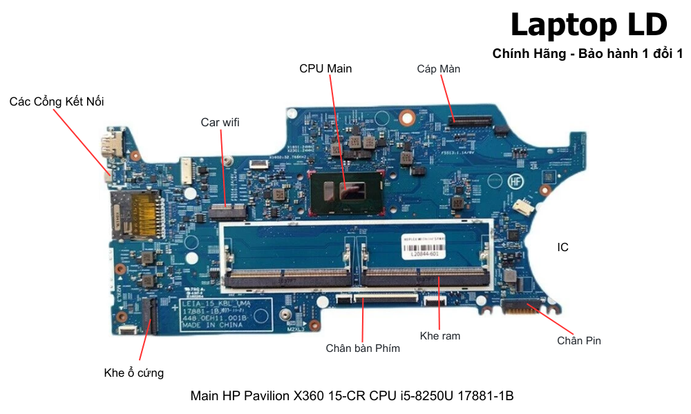 Main laptop HP Pavilion X360 15-CR i5-8250U chính hãng