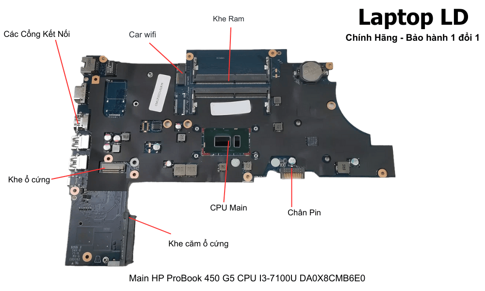 Main laptop HP ProBook 450 G5 i3-7100U DA0X8CMB6E0 chính hãng