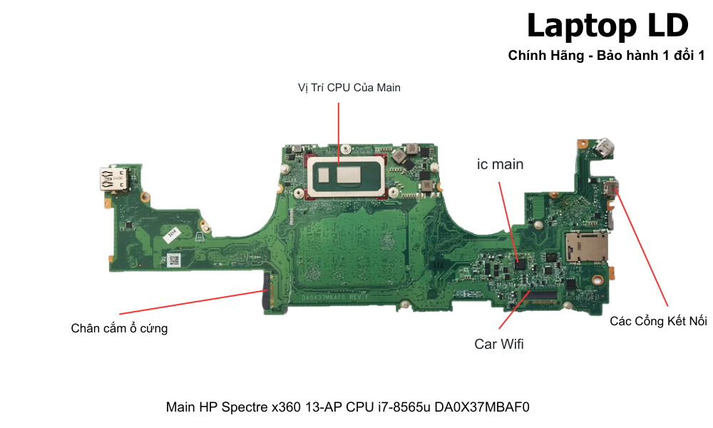 Main laptop HP Spectre x360 13-AP i7-8565U chính hãng