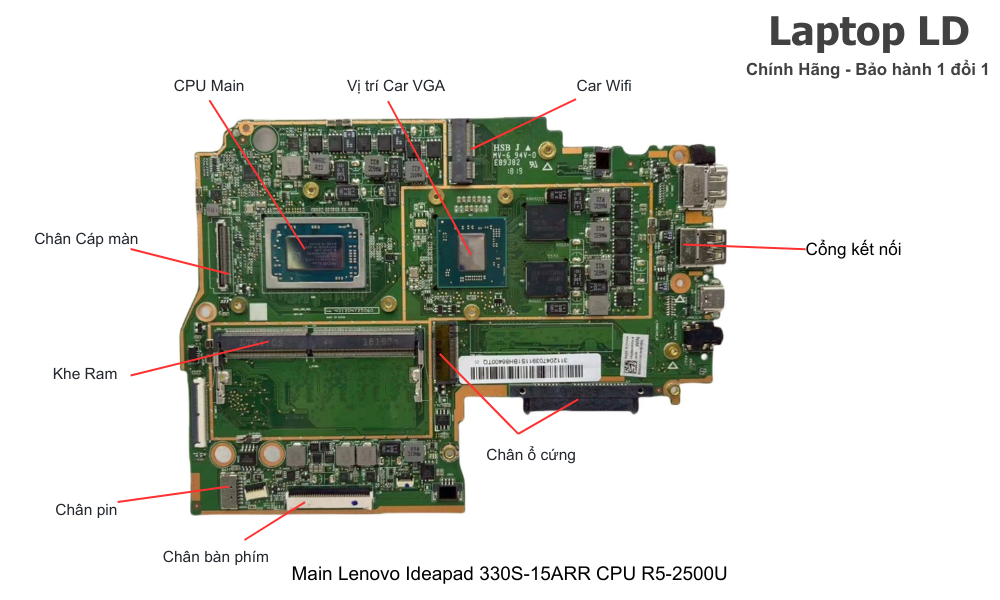 Main laptop Lenovo Ideapad 330S-15ARR CPU R5-2500U chính hãng, bảo hành 1 đổi 1