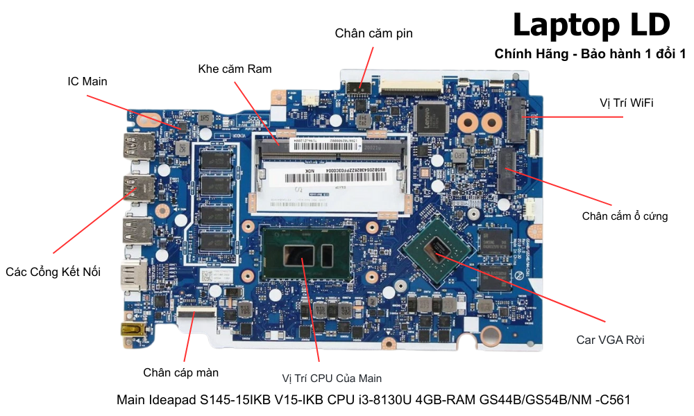 Main laptop Lenovo IdeaPad S145-15IKB / V15-IKB i3-8130U chính hãng