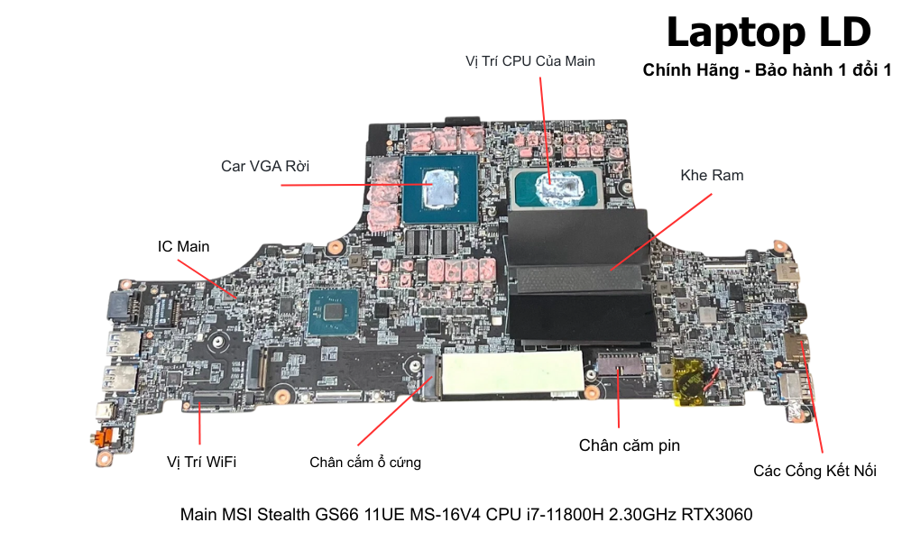 Main laptop MSI GS66 11UE i7-11800H RTX 3060 chính hãng