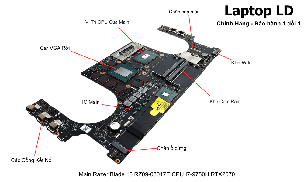 Main laptop Razer Blade 15 RZ09-03017E i7-9750H RTX2070 chính hãng