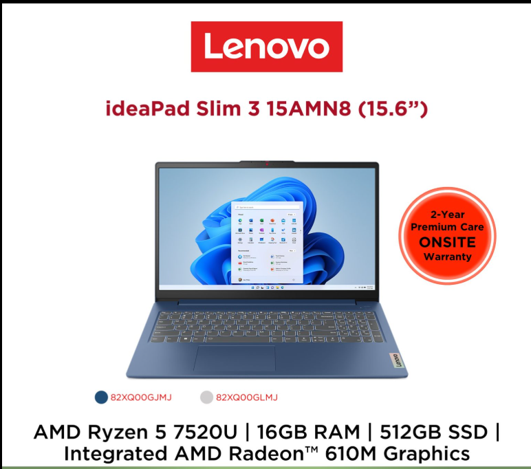 Main Lenovo Ideapad Slim 3 15AMN8 CPU R5 7520U/16GB