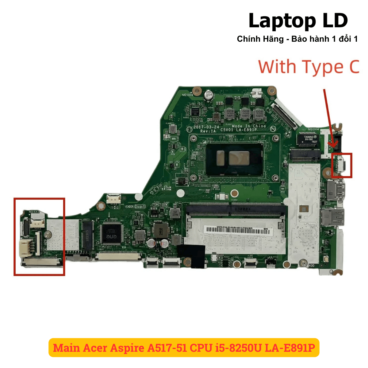 giá thay Main Acer Aspire A517-51 CPU i5-8250U LA-E891P
