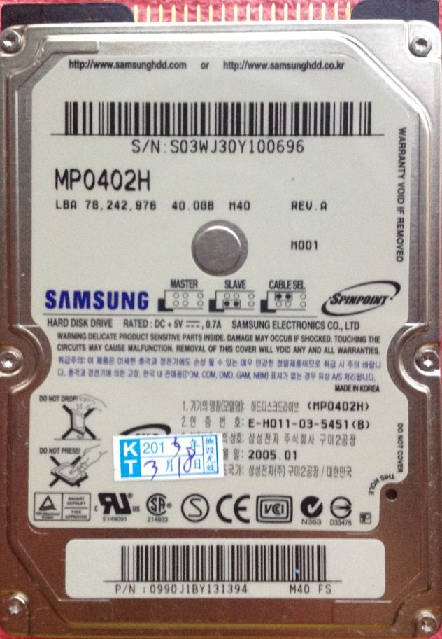 Thay ổ cứng HDD laptop Samsung 40GB 5400RPM  