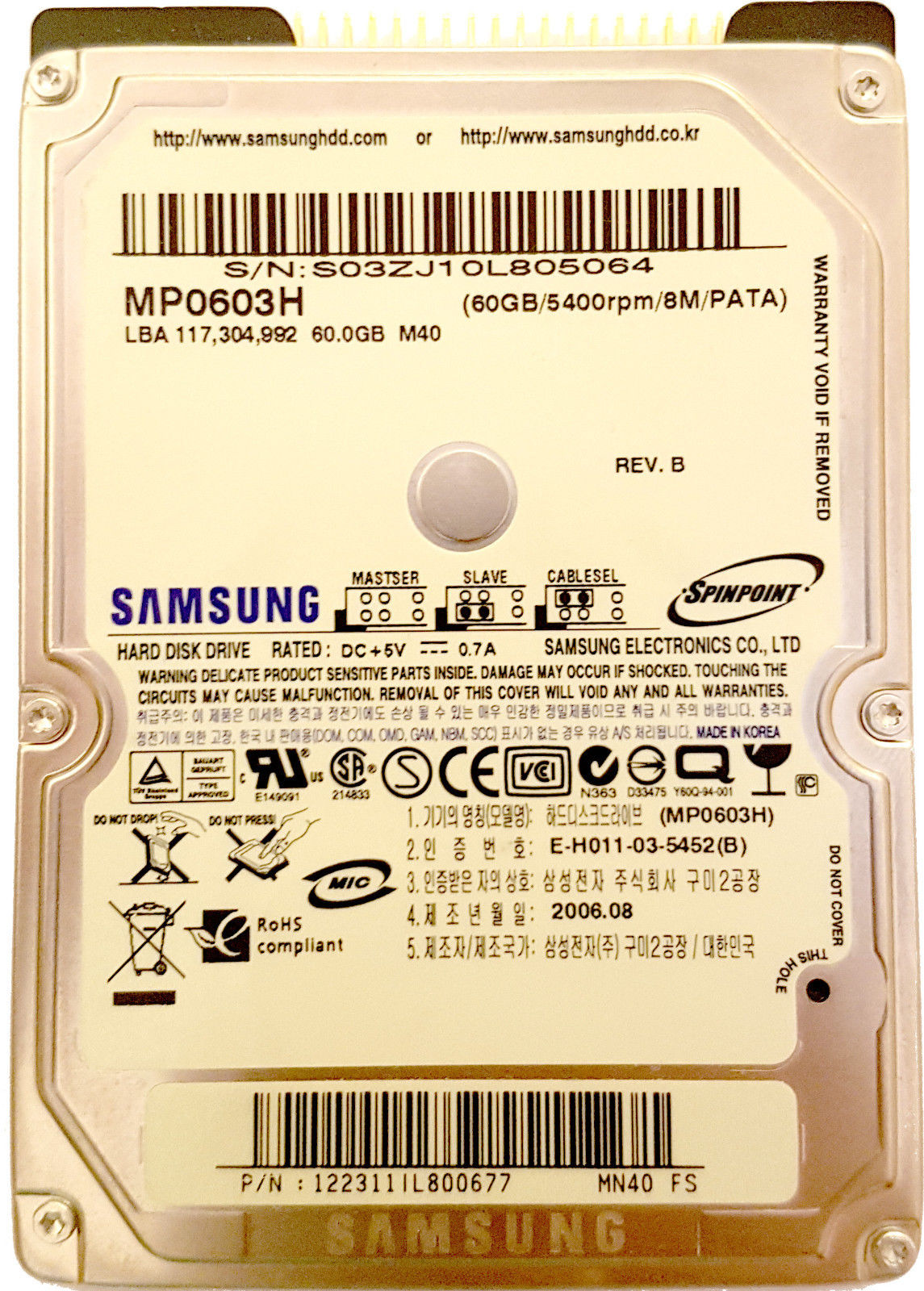 Thay ổ cứng HDD laptop SAMSUNG 60 GB 5400 RPM