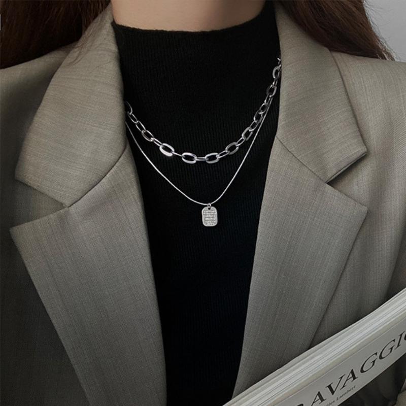 Dây chuyền titan mắt xích sợi đôi thời trang unisex CT18