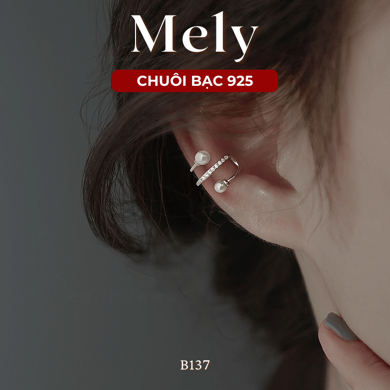 Bông tai vành đính ngọc trai nhân tạo B137 (1 chiếc)