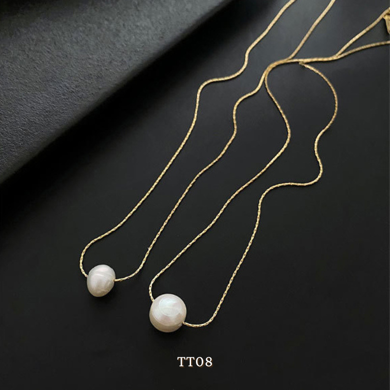 Dây chuyền titan không gỉ , ngọc trai tự nhiên TT08