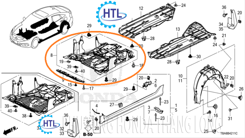 Chắn gầm động cơ Honda Civic 2016-2021