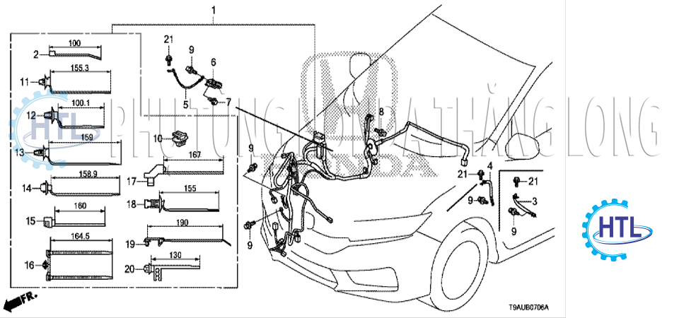 Dây điện khoang máy phải Honda City 2014-2020