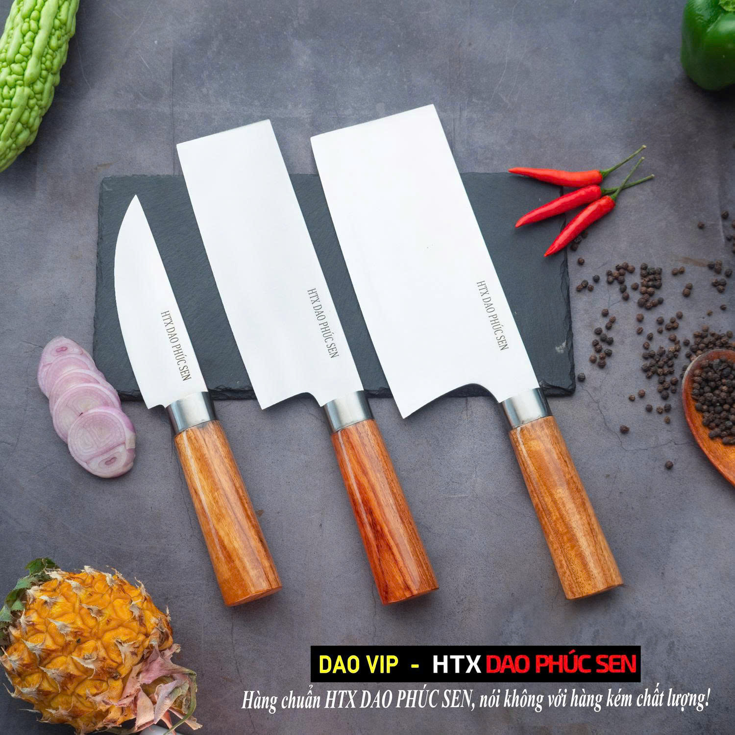 Bộ dao bếp đa năng thép trắng cao cấp cán hương CB91H