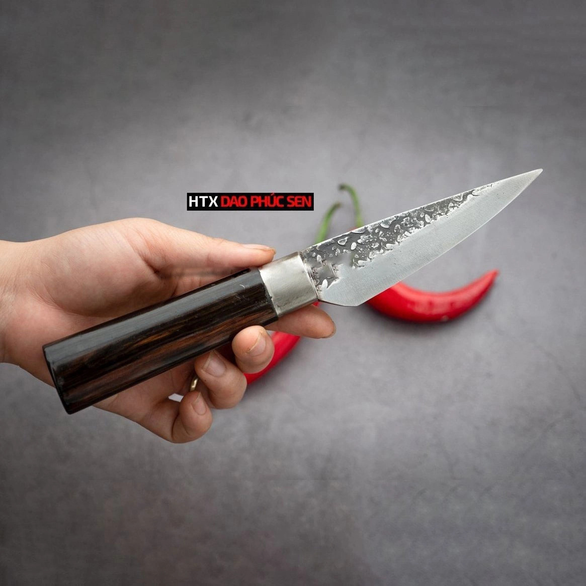 Dao lọc thái nhỏ - Thép nhíp ô tô - Cán mun khâu inox G13TM
