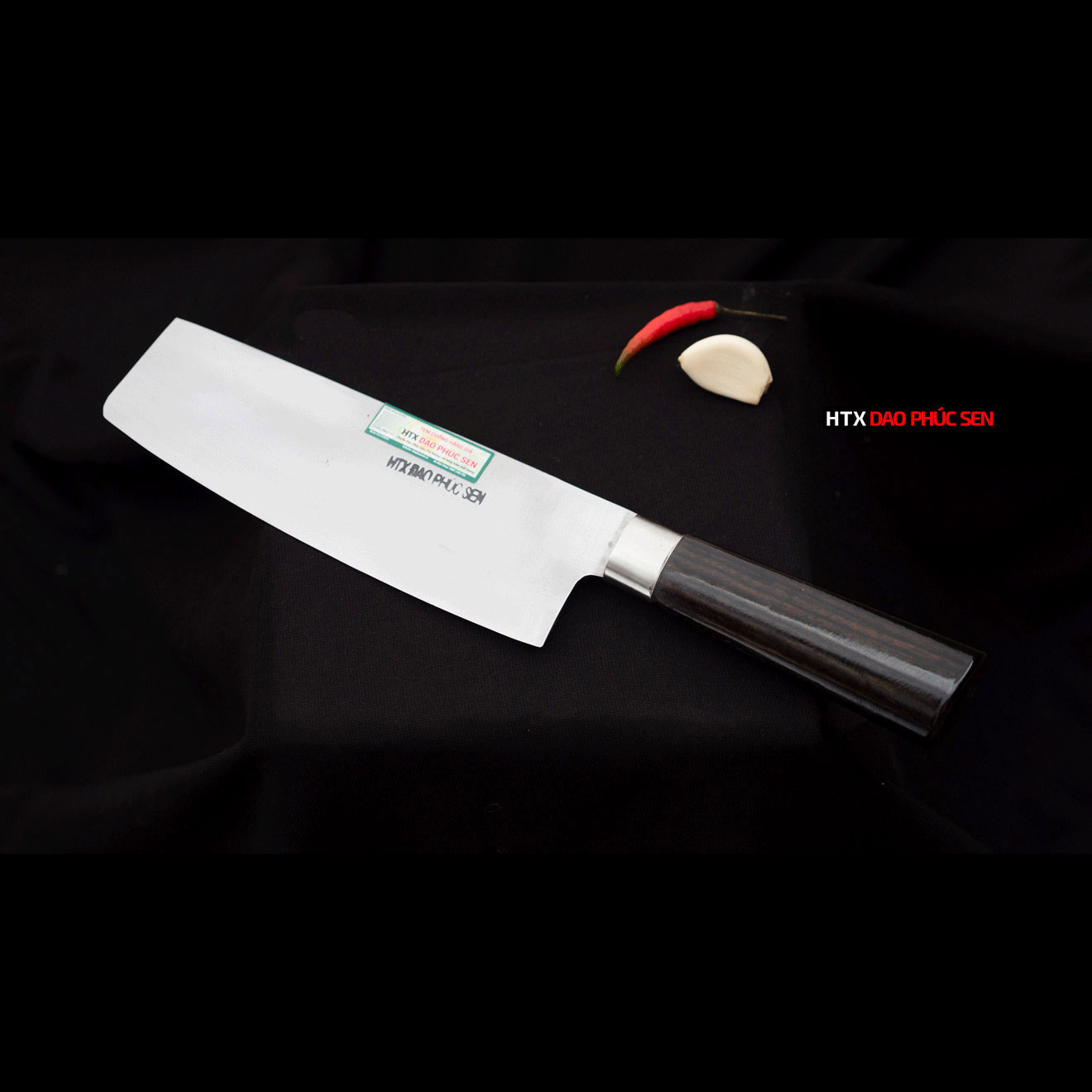 Dao thái thịt cá thép trắng cán mun - TKM sắc bén, bền đẹp