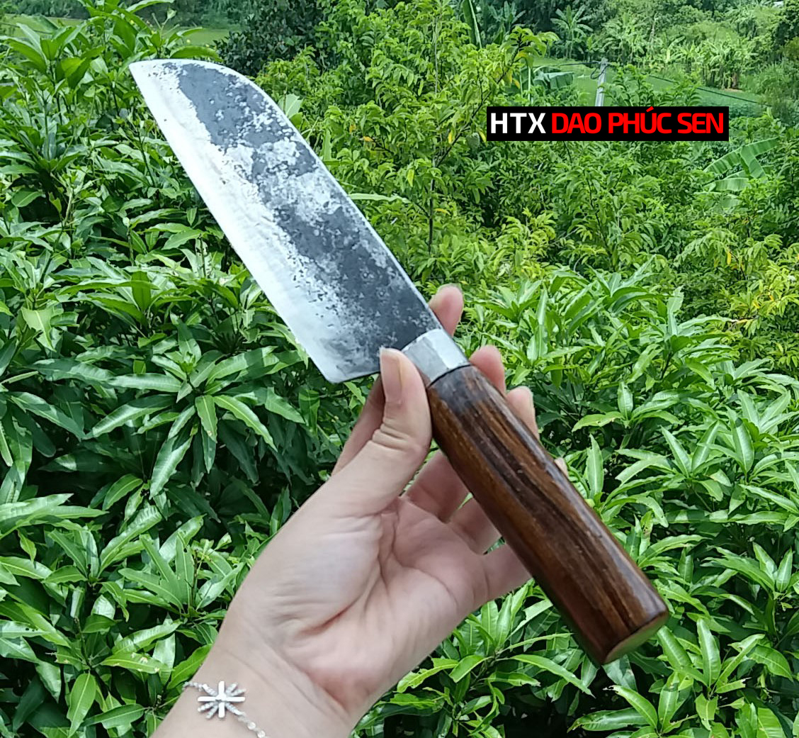 Dao thái gọt sắc bén - Thép nhíp ô tô - Cán gỗ tự nhiên khâu inox - N08 | DAO VIP - HTX DAO PHÚC SEN