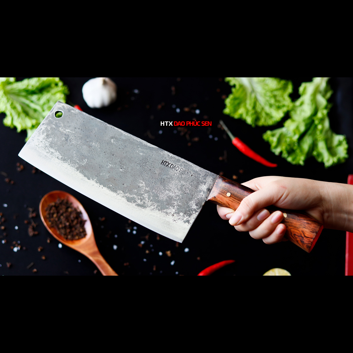 Dao chặt xương sắc bén - Thép nhíp ô tô - Cán ốp nu - G06OND