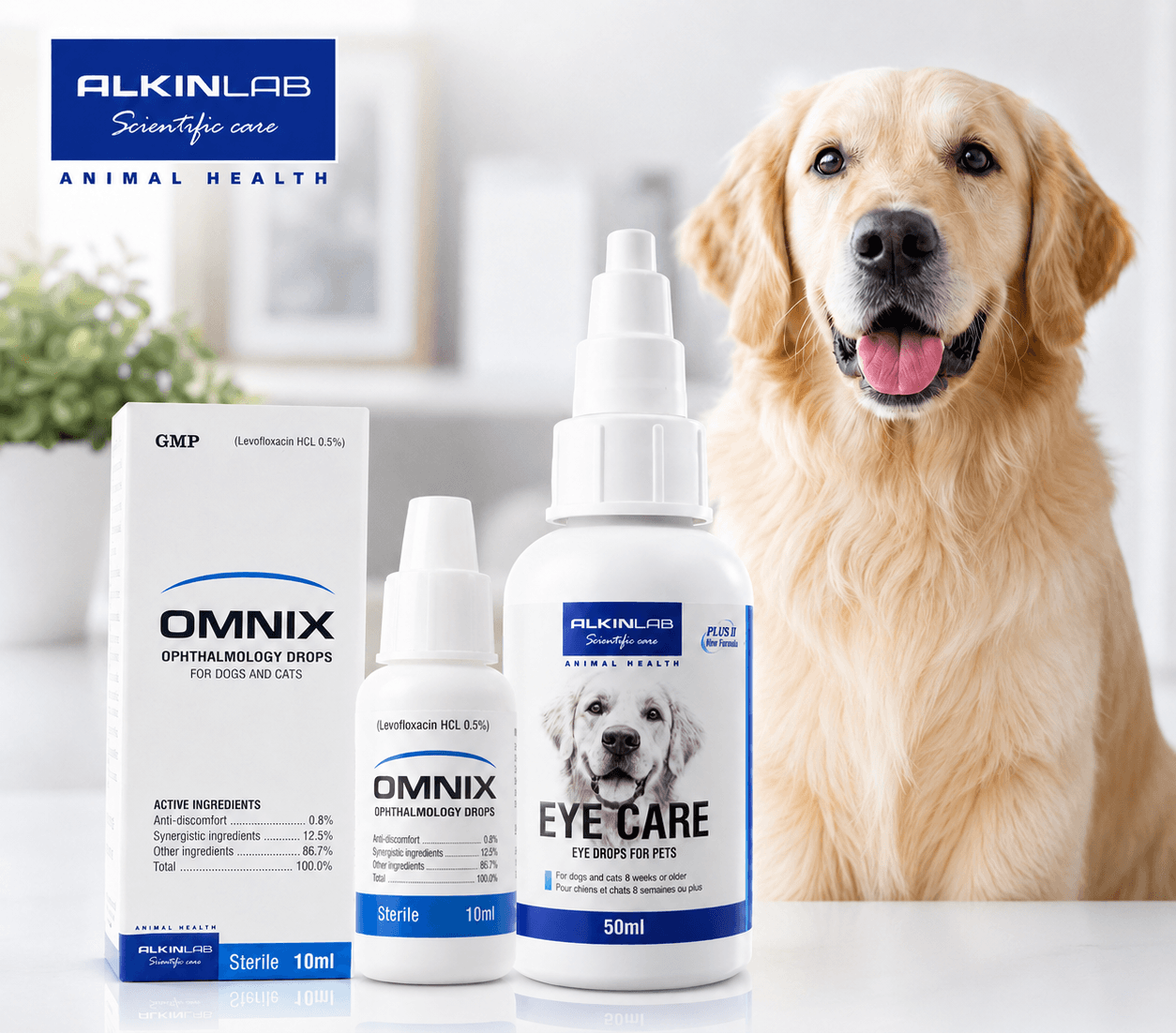Alkin Eye Care và Alkin Omnix dành cho nhu cầu sử dụng khác nhau ở vùng mắt chó mèo.