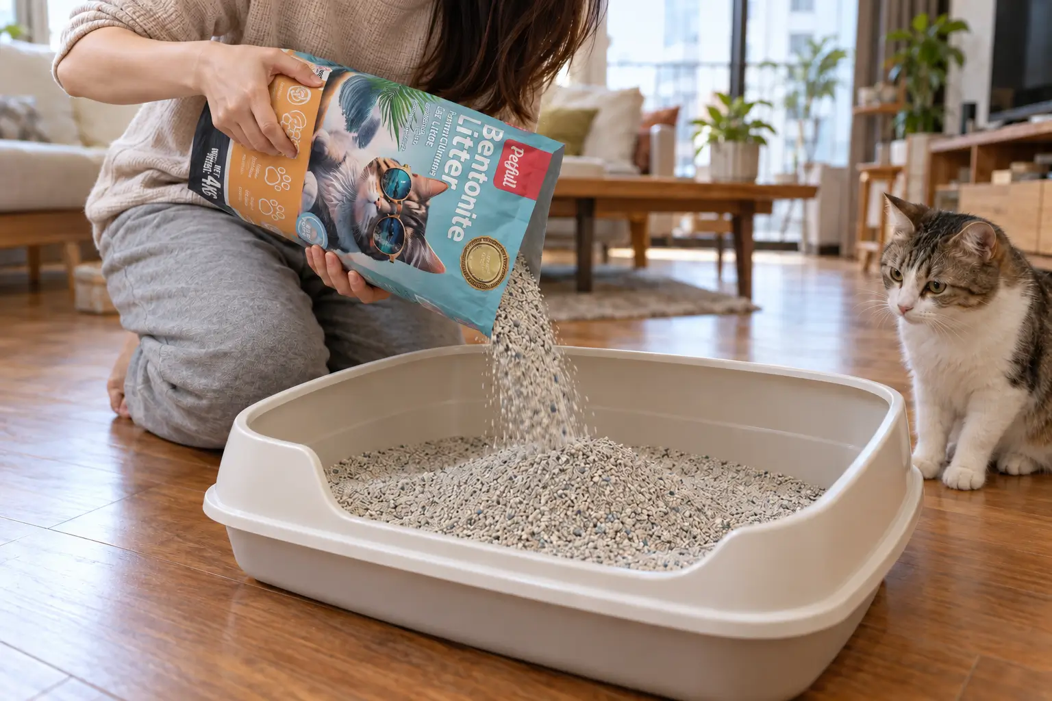 Bổ sung cát Bentonite vừa đủ sau khi dọn giúp duy trì độ dày thích hợp và khả năng vón tốt.