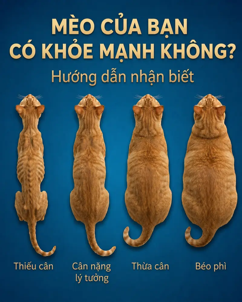 Cân nặng cần được xem cùng vòng eo và thể trạng tổng thể của mèo.