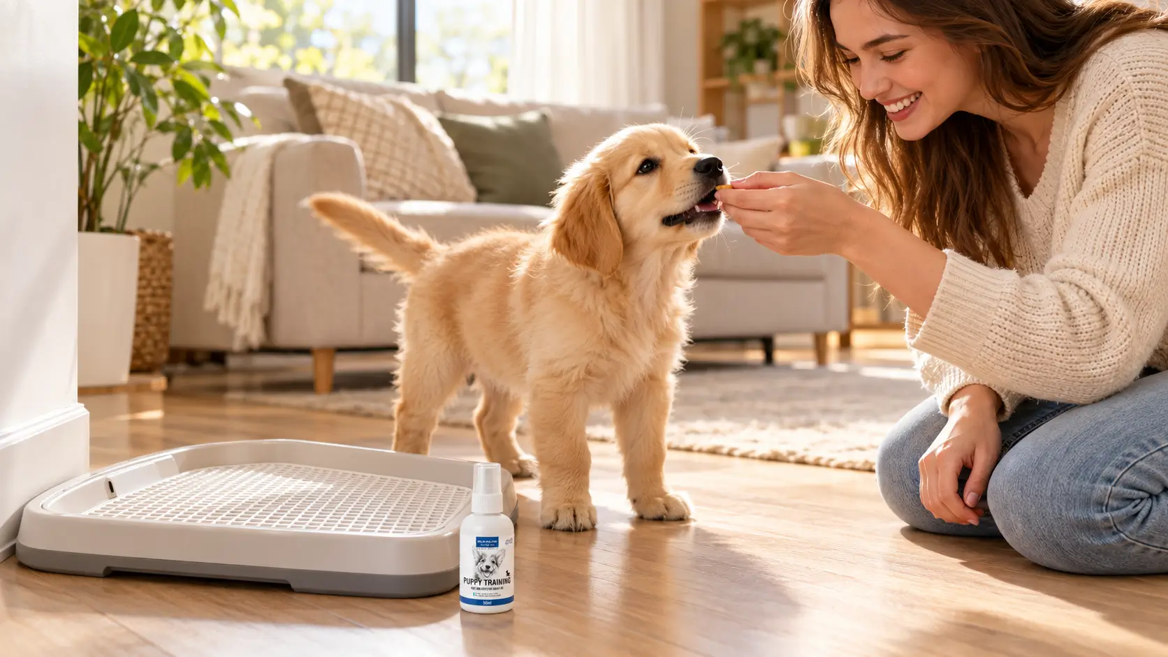 Hướng dẫn chó con đi vệ sinh đúng chỗ bằng xịt định hướng