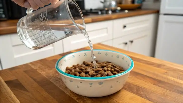 Làm mềm phần hạt vừa đủ dùng có thể giúp mèo mới tập ăn dễ tiếp cận hơn.