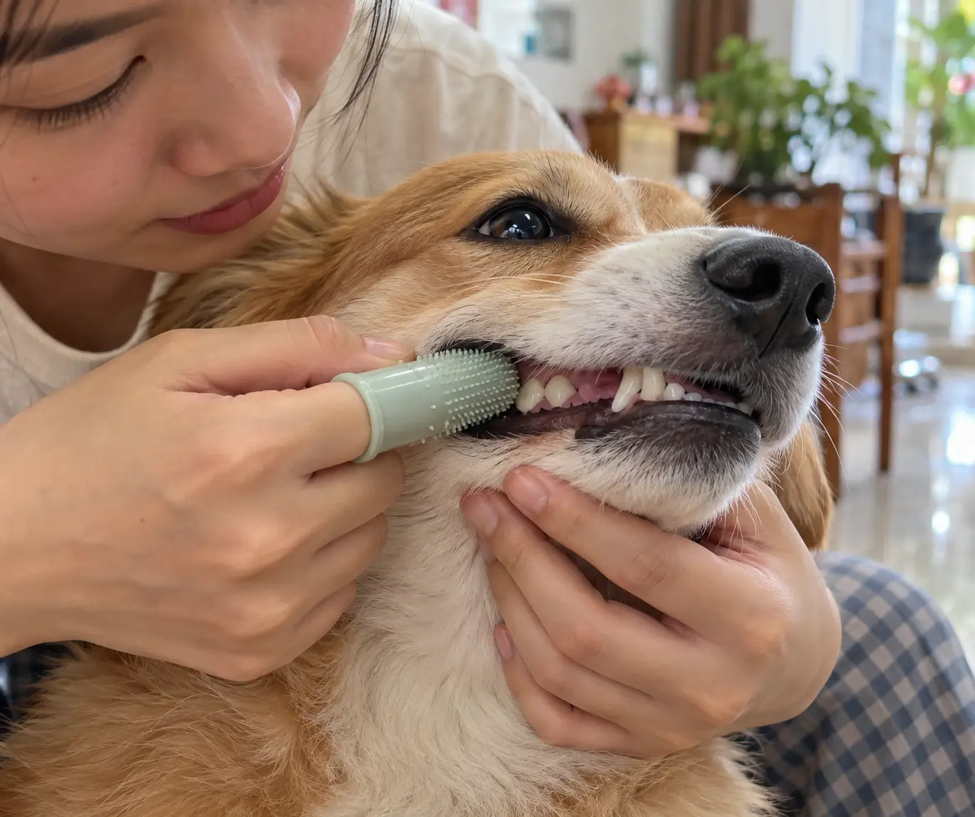 Nhẹ nhàng nâng mép môi và chải tròn theo bề mặt ngoài của răng nanh và răng hàm giúp loại bỏ mảng bám hiệu quả.