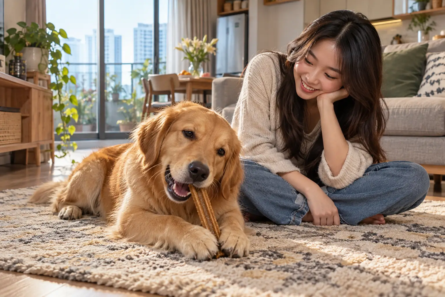 Sử dụng xương gặm sạch răng chuyên dụng giúp tạo lực ma sát cơ học hỗ trợ giảm mảng bám và vôi răng.