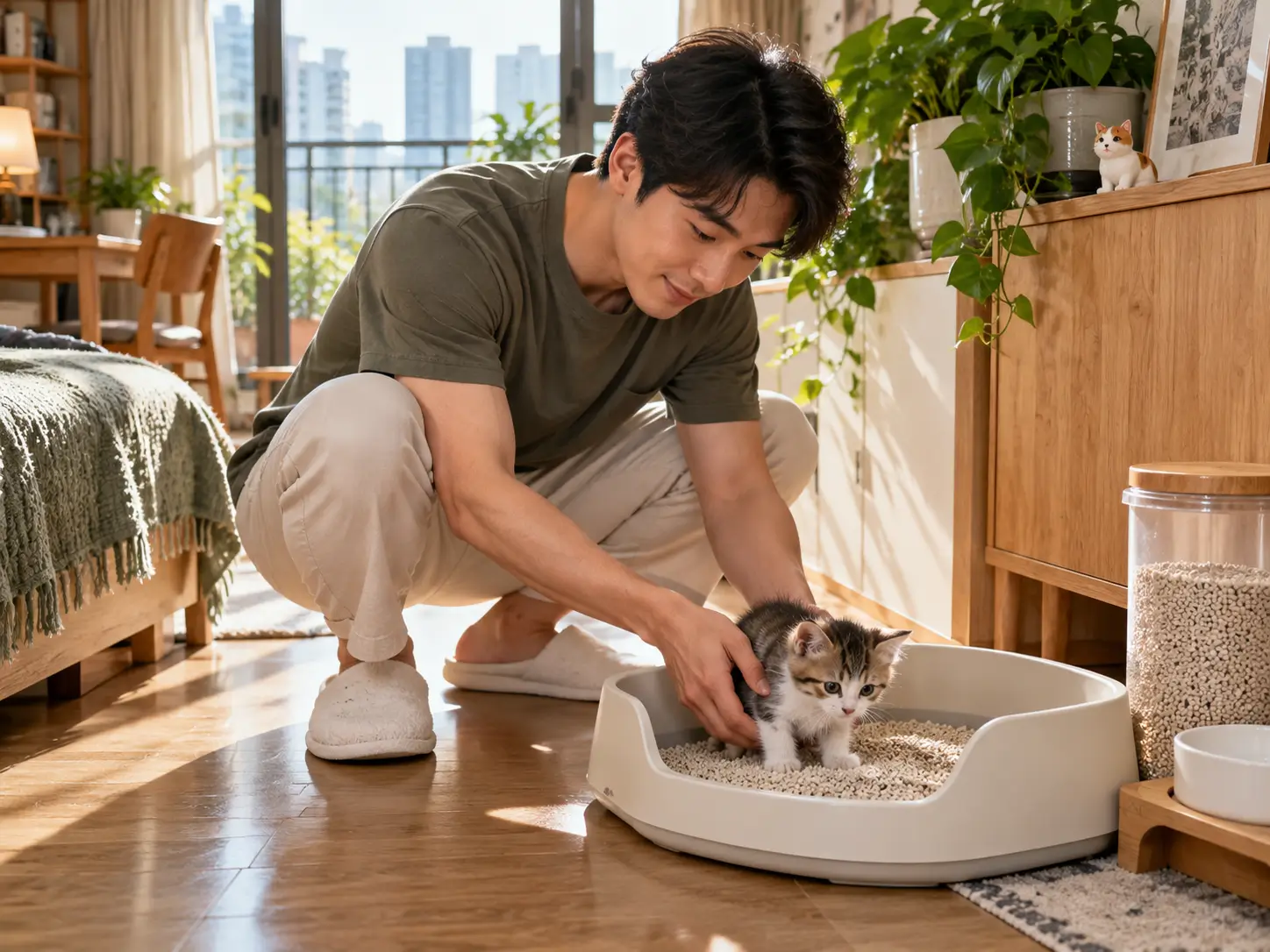 Với mèo con mới tập đi vệ sinh, khay mở thành thấp là lựa chọn dễ sử dụng nhất giúp bé không bị giật mình.