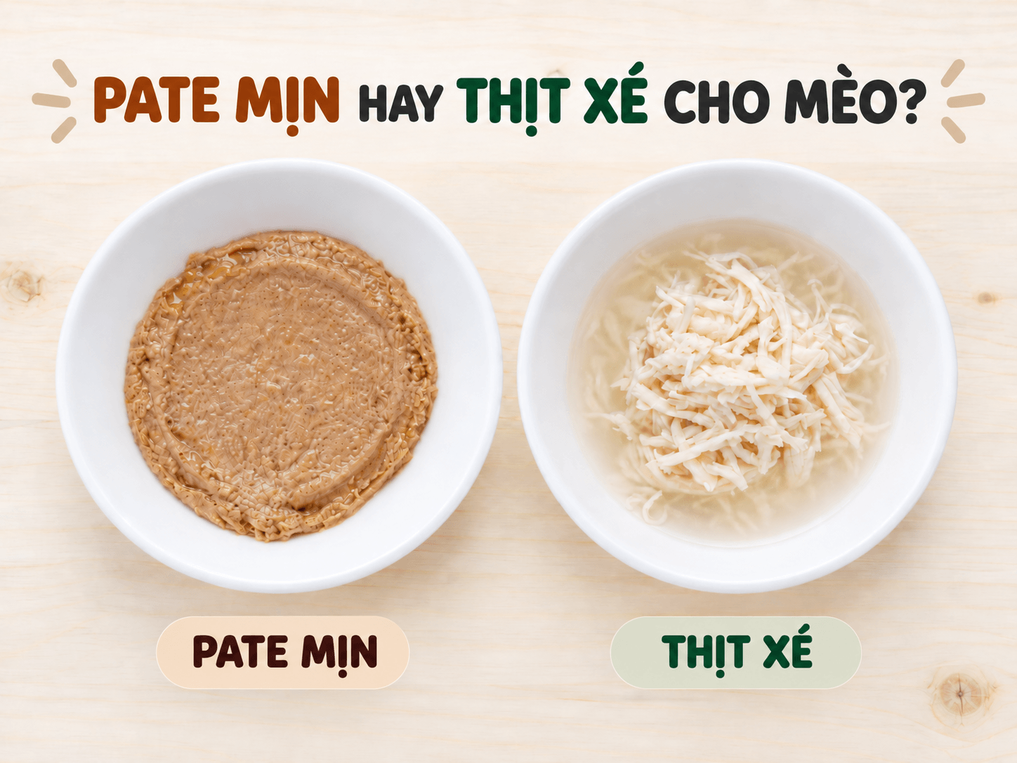 Cận cảnh kết cấu pate mịn và thịt xé cho mèo