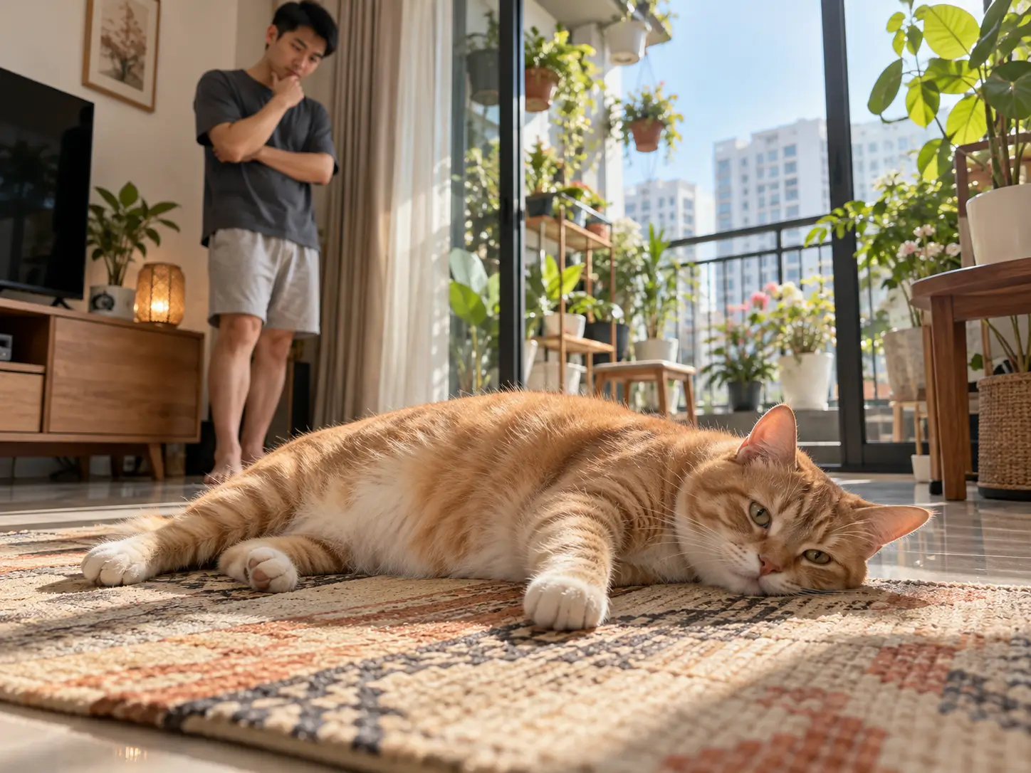 Mèo nuôi trong nhà ít vận động cần chế độ calo điều chỉnh để tránh tích tụ mỡ thừa.