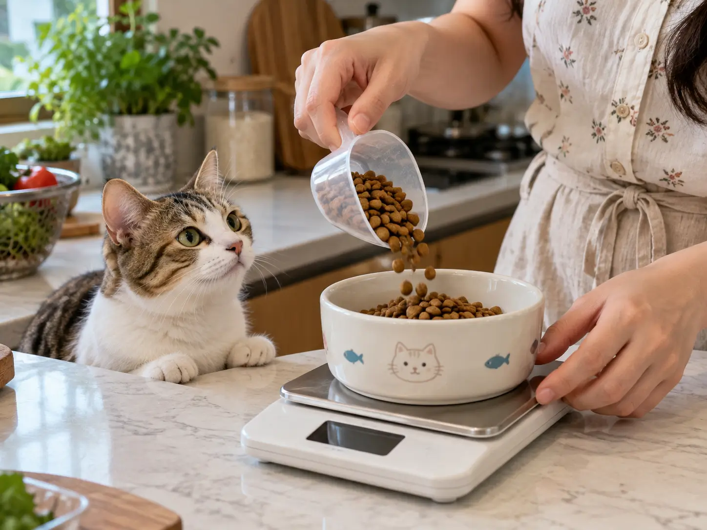 Đong đếm chính xác khẩu phần ăn theo định lượng khuyến nghị giúp kiểm soát năng lượng nạp vào hiệu quả.