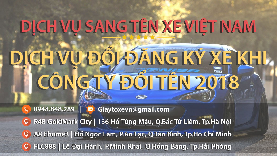 Dịch vụ đổi đăng ký xe khi công ty đổi tên