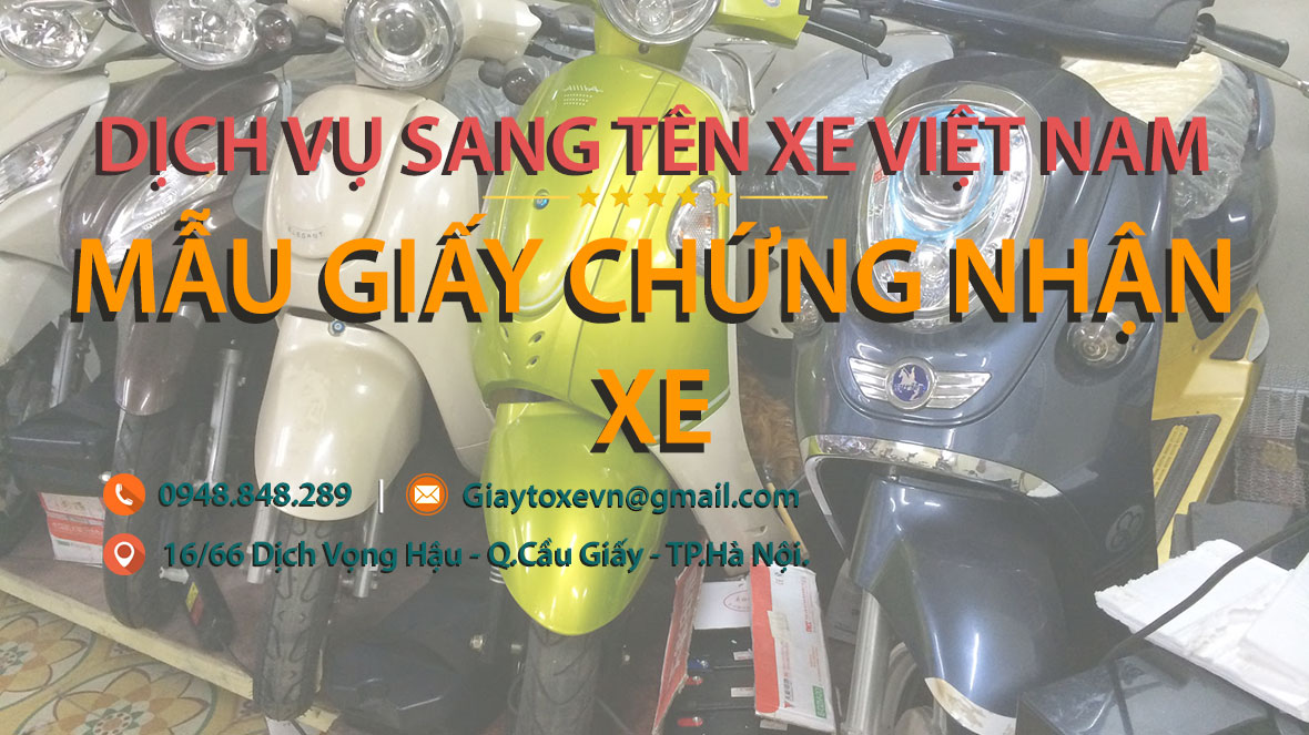 Mẫu giấy chứng nhận xe