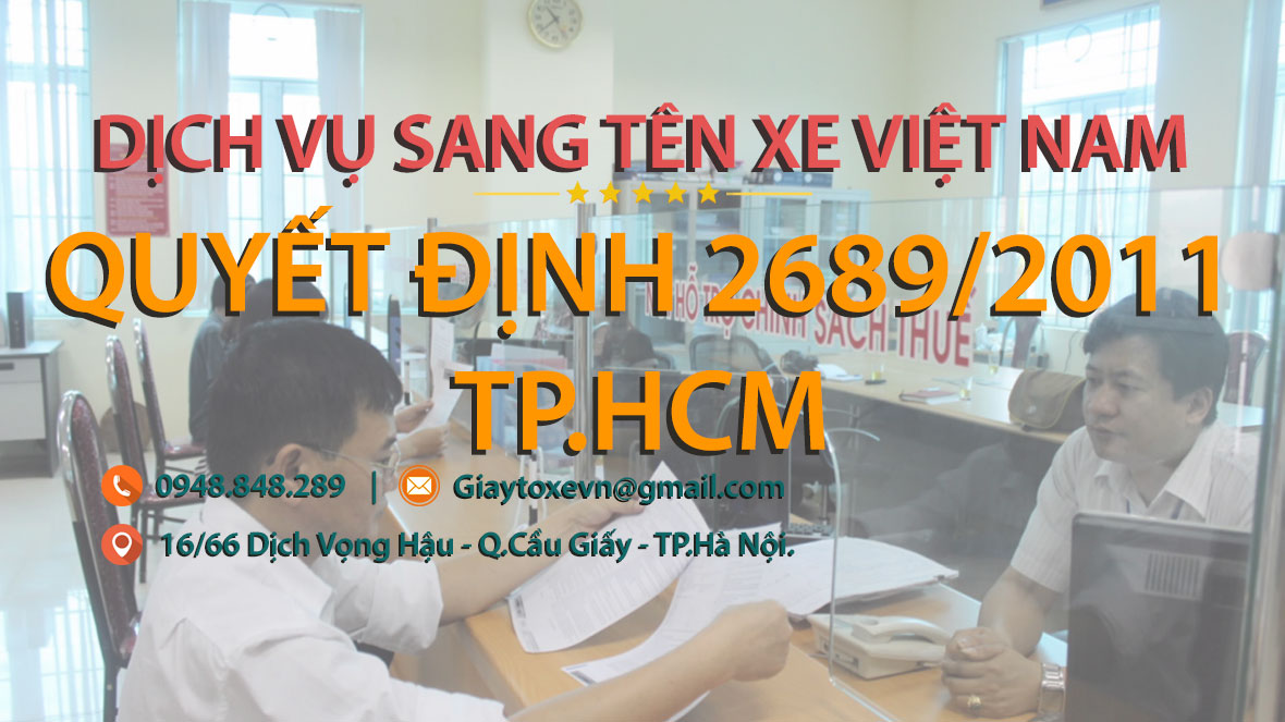 Quyết định 2689/2011 TP. HCM về bảng giá tối thiểu tính lệ phí trước bạ các loại xe (điều chỉnh bổ sung QĐ 64/2010)