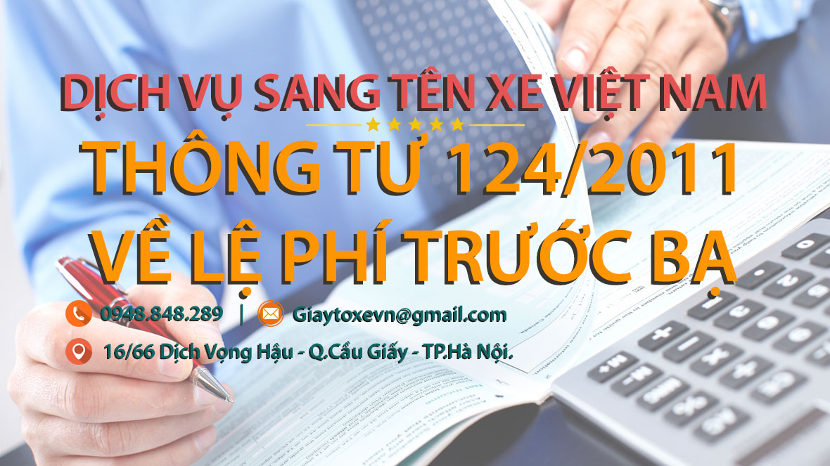 Thông tư 124/2011 về lệ phí trước bạ