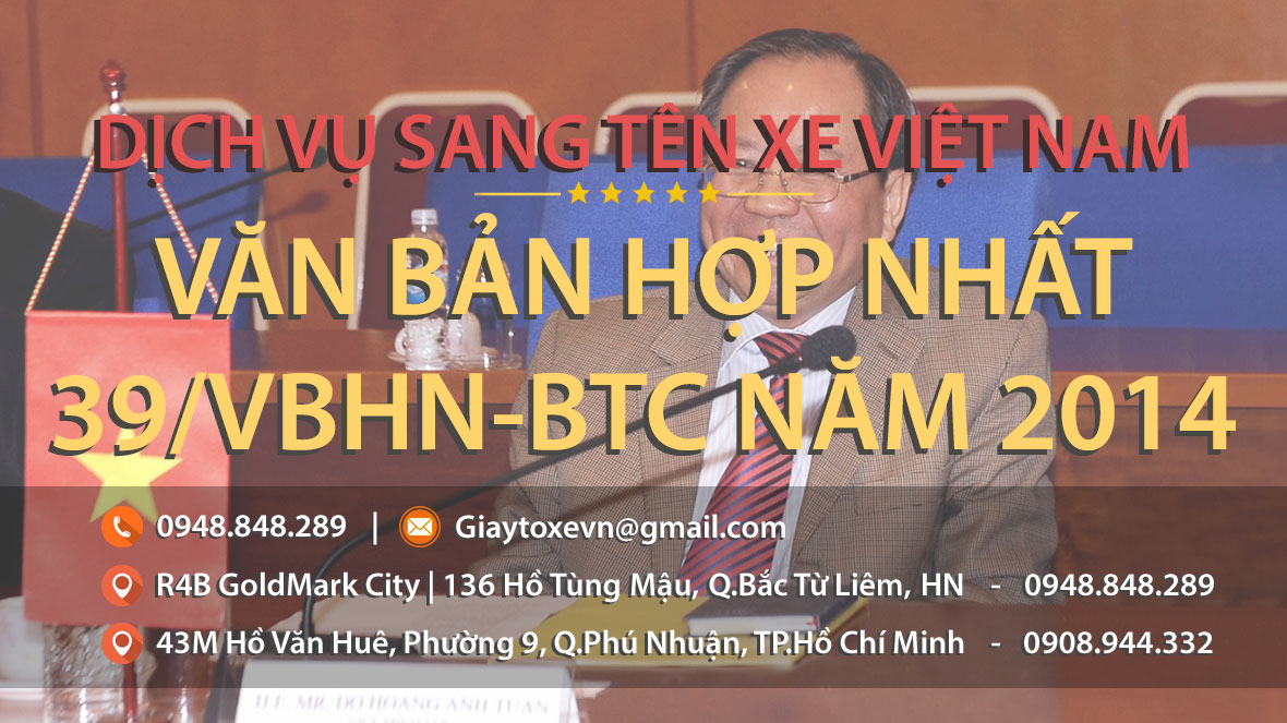 Văn bản hợp nhất 39/VBHN-BTC năm 2014 hợp nhất Nghị định về lệ phí trước bạ do Bộ Tài chính ban hành