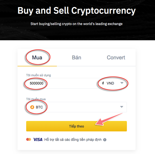 Hướng dẫn mua Coin trên Binance bằng VNĐ