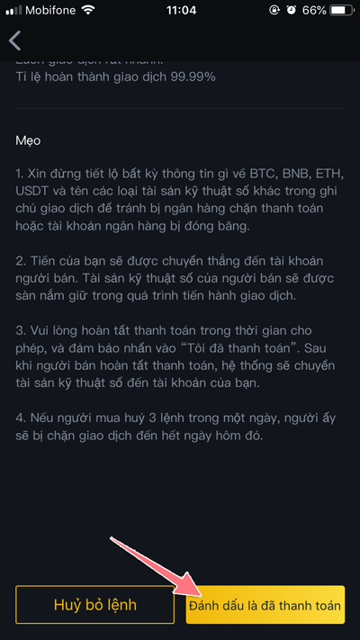 Hướng dẫn mua Coin trên Binance bằng VNĐ